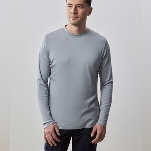 Robert Barakett | Light Gray Long Sleeve Cotton Crewneck T-Shirt, Size L